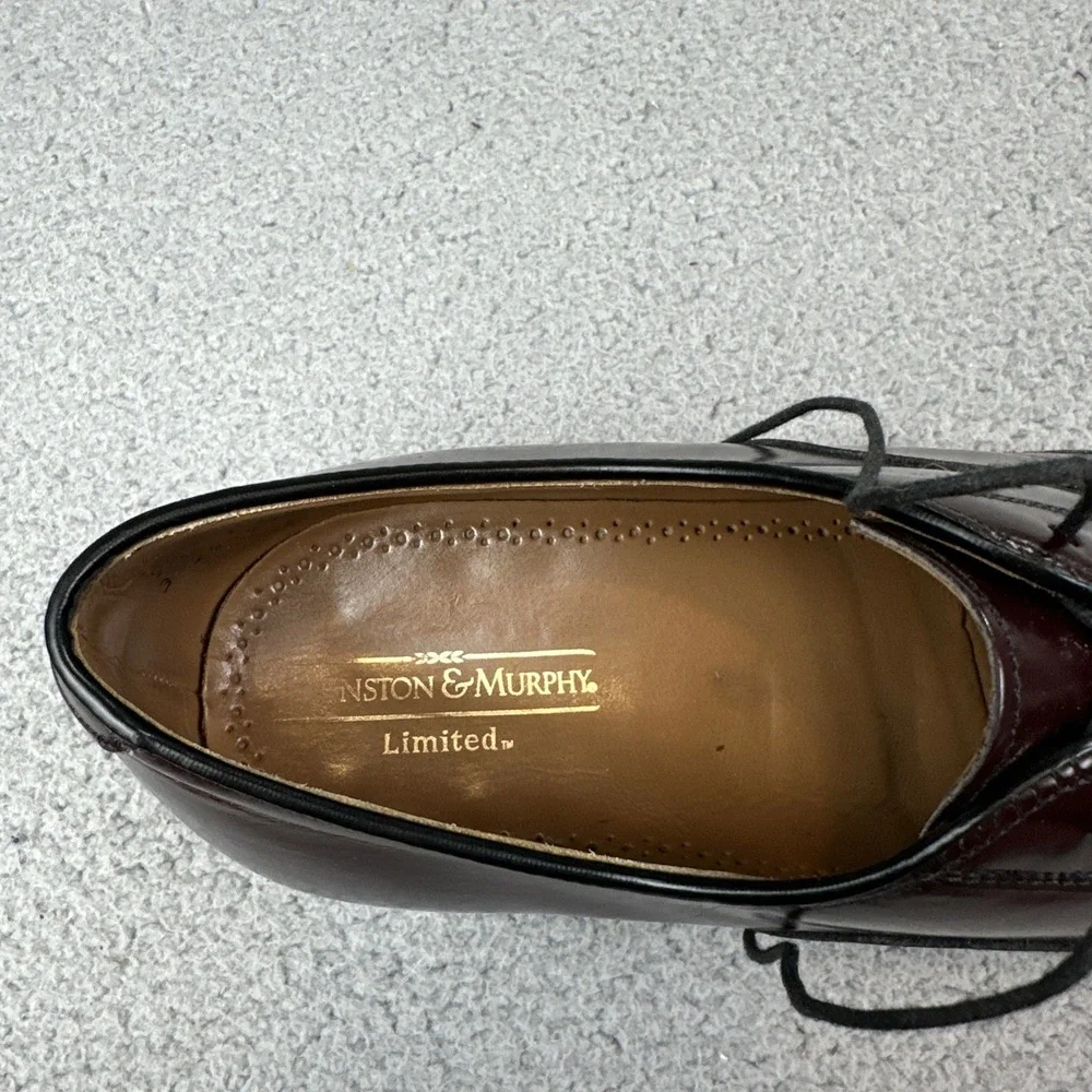 Johnston & Murphy Limited Oxford Cap Toe Shoes Men 9.5 Burgundy USA